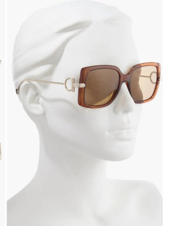 NEW Salvatore Ferragamo Gancio 55mm Square Brown Sunglasses main image 11
